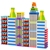 Cuburi de construit plate colorate din lemn 680 buc. Cuburi de construit plate colorate din lemn 680 buc.